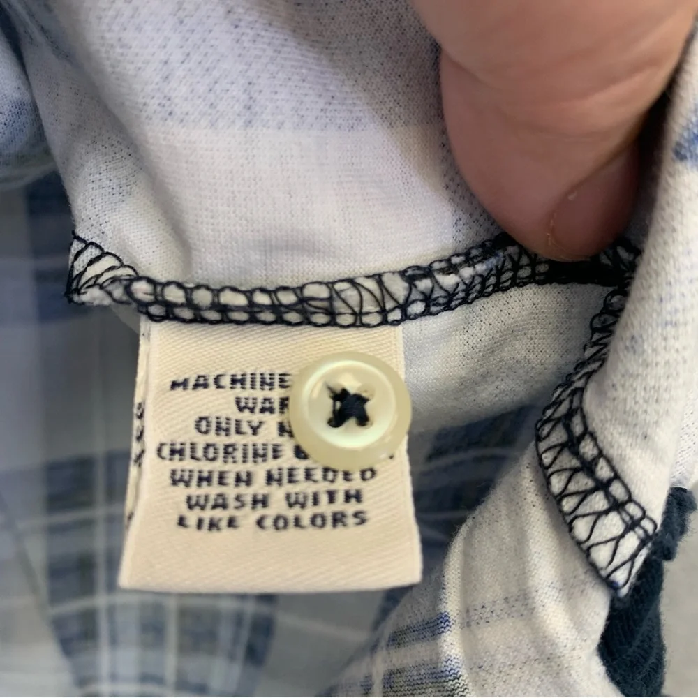 DANIEL CREMIEUX Men's Plaid Short Sleeve Blue & White Polo Shirt NWT Medium #959 - Picture 8 of 10